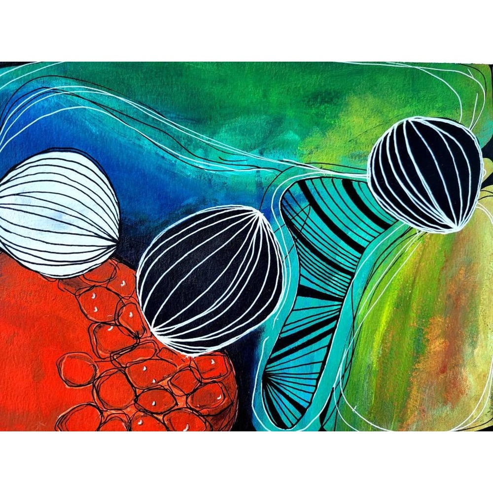 Original Abstract Acrylic Painting, 9X12 on Archival, Acid Free Watercolor Paper